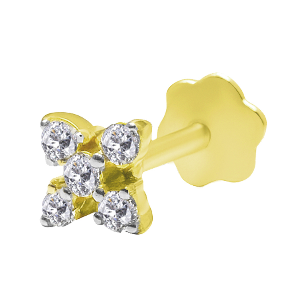 18K Gold Diamond Nose Pin NP-883