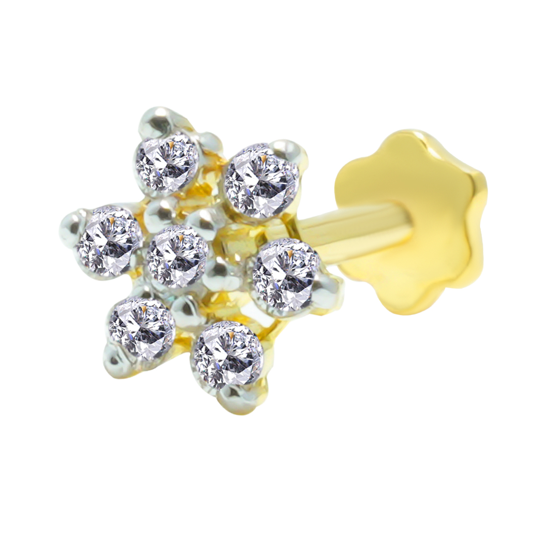 18K Gold Diamond Nose Pin NP-889