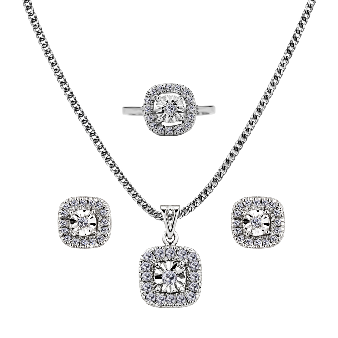 Palladium Diamond Set-ER-1019,LP-1020,LR-929